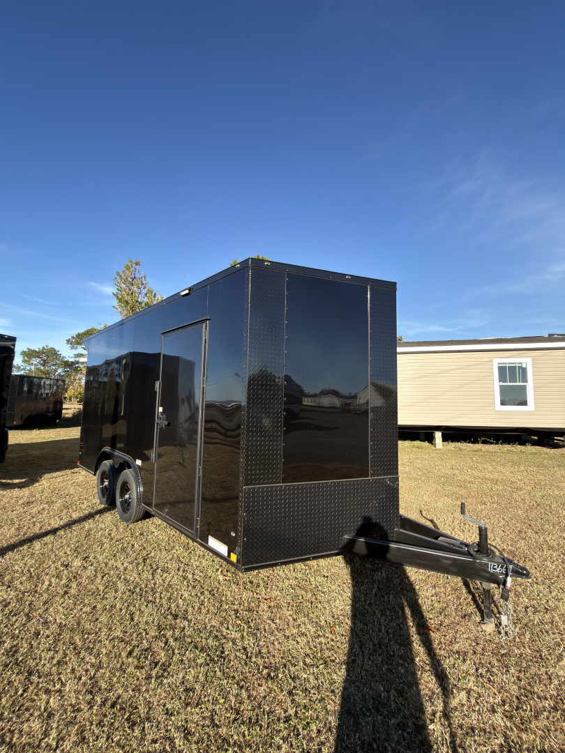 New 2026 Diamond Cargo 8.5x16TA 7'6" Tall .080 Black PolyCor Blackout Package Rear Wing Spoiler Cargo / Enclosed Trailer