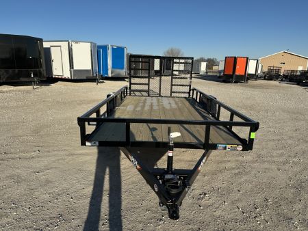 New 2026 H&H Black 82"x14' 5k Rail Side Utility Trailer