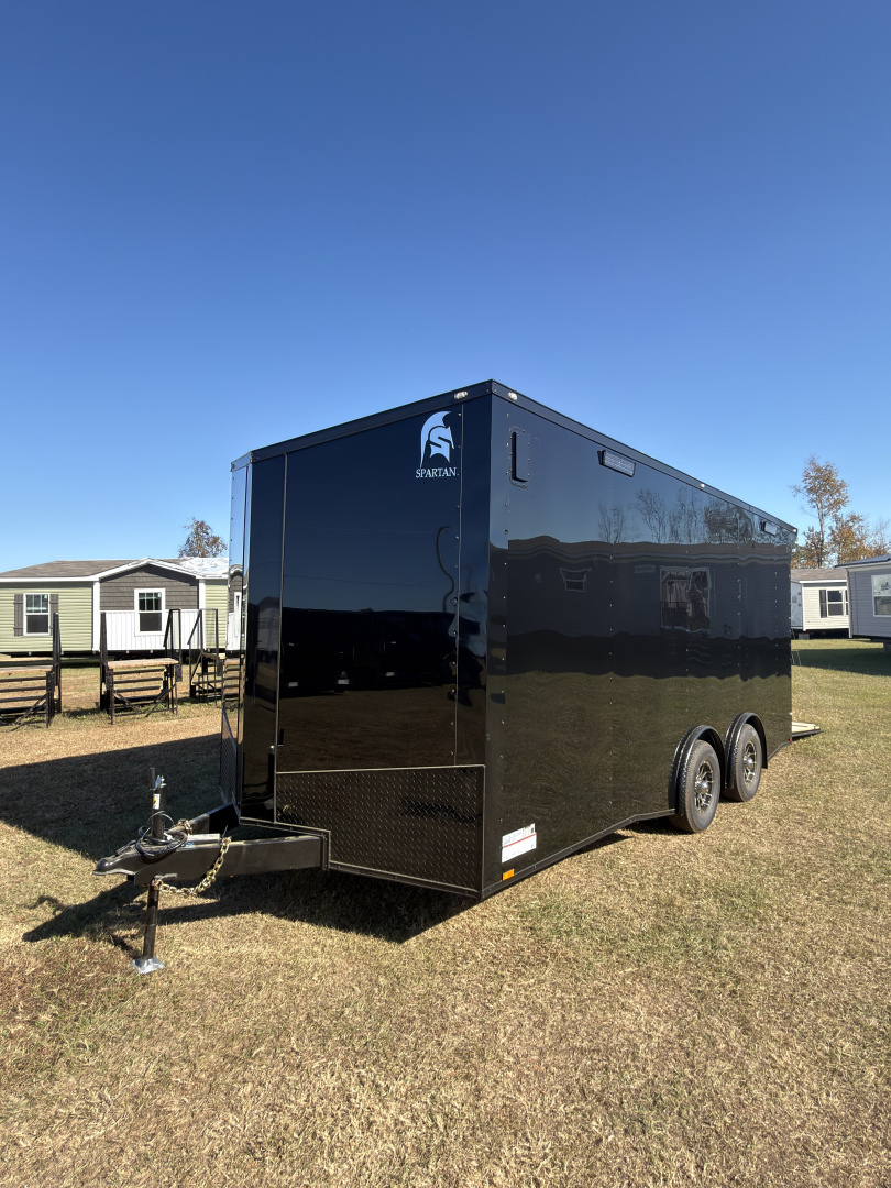 New 2026 Spartan Cargo 8.5x18TA Blackout Rear Wing Spoiler 7'6" Tall Spread Axle Cargo / Enclosed Trailer