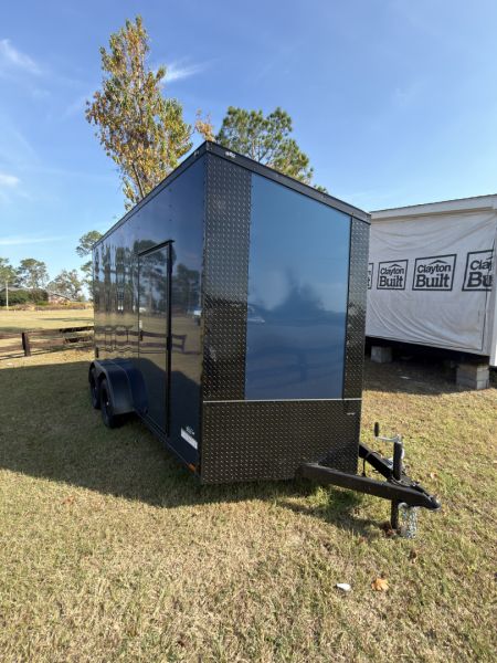 New 2026 Anvil 7x14TA 7'6  Tall .080 Indigo Blue Blackout .080 PolyCor Slant V Nose Cargo / Enclosed Trailer