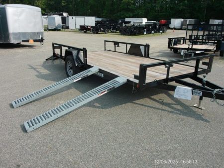 New PREMIER BRAND, 7X14 TWO QUAD/ ATV TRAILER, Side Load Ramps, Rear Ramp with Spring Assist our ID#013537