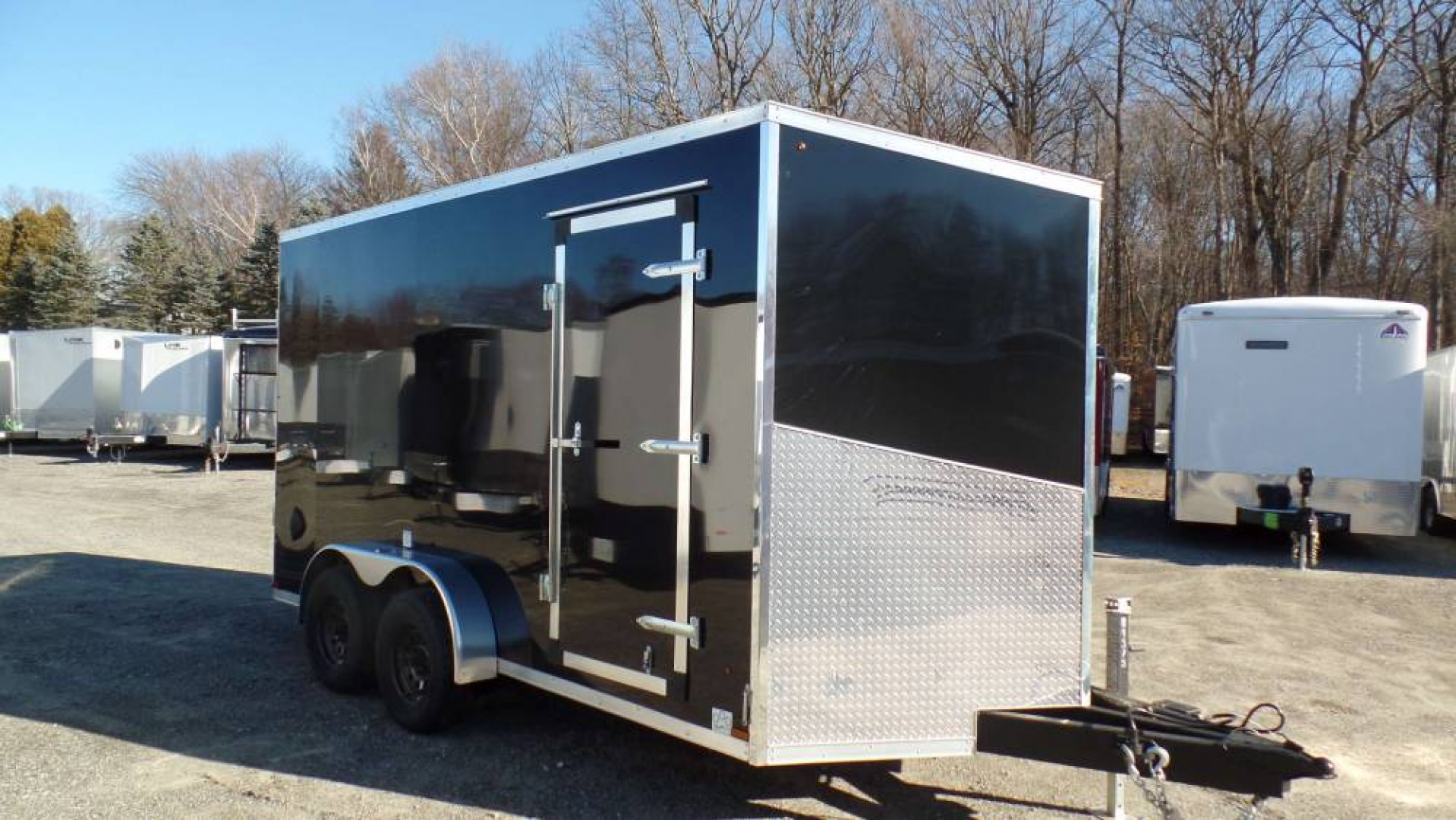 New EXAMPLE / 7X14 Enclosed Cargo Trailer, with UTV upgrade package, 85 interior height, 78 tall at the Ramp Door, NEW Polycore Exterior!