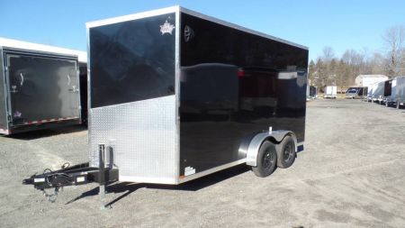 New EXAMPLE / 7X14 Enclosed Cargo Trailer, with UTV upgrade package, 85 interior height, 78 tall at the Ramp Door, NEW Polycore Exterior!