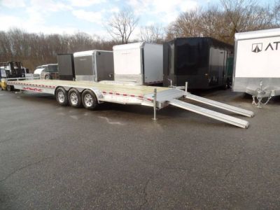 New 2025 Wolverine EXAMPLE / WOLVERINE BRAND, TWO CAR Transport, open trailer 34 ft. long deck, 7 ft. wide deck. 2 Cars or 3 Side by Sides ! 21,000 lb. GVWR, 3,420 lbs. ID#057247 Car Hauler