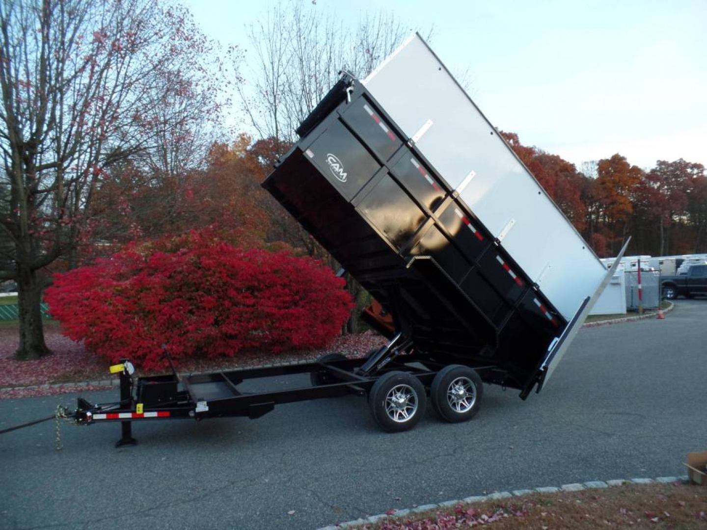 New EXAMPLE / Dump Trailer with 270 degree swing away mount ,Leaf Vacuum and Enclosure for Leaves