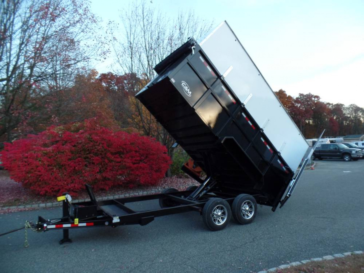 New EXAMPLE / Dump Trailer with 270 degree swing away mount ,Leaf Vacuum and Enclosure for Leaves