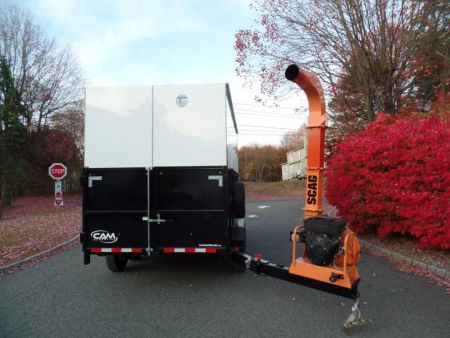 New EXAMPLE / Dump Trailer with 270 degree swing away mount ,Leaf Vacuum and Enclosure for Leaves