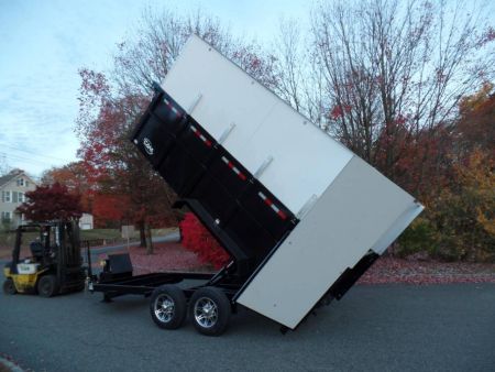 New EXAMPLE / Dump Trailer with 270 degree swing away mount ,Leaf Vacuum and Enclosure for Leaves
