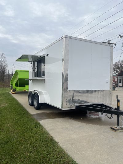New 2026 Steel Pines Cargo 7x14 TA , 7' interior height, 3.5k axles, .080 polycore Concession