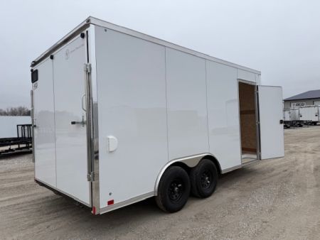 New 2026 Cross White 8.5'x16' 10k Alpha Flat Top V-Nose Enclosed Cargo Trailer