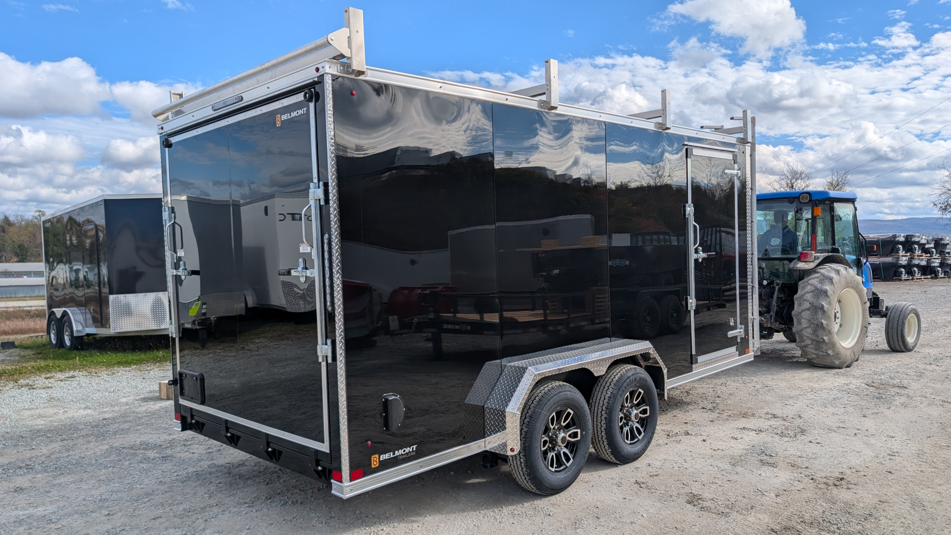 New 2026 BELMONT 7x16 HD V-Nose Contractor Cargo Trailer w/ HD RAMP DOOR ( 9990# GVW - POLYCOR EXTERIOR!)