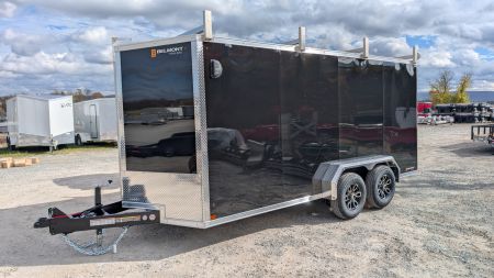 New 2026 BELMONT 7x16 HD V-Nose Contractor Cargo Trailer w/ HD RAMP DOOR ( 9990# GVW - POLYCOR EXTERIOR!)