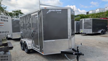 New 2026 Homesteader 7x12 Tandem Intrepid V-Nose Contractor Trailer w/ Barn Doors