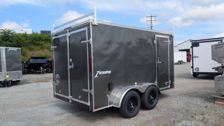 New 2026 Homesteader 7x12 Tandem Intrepid V-Nose Contractor Trailer w/ Barn Doors
