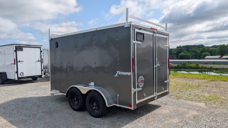 New 2026 Homesteader 7x12 Tandem Intrepid V-Nose Contractor Trailer w/ Barn Doors