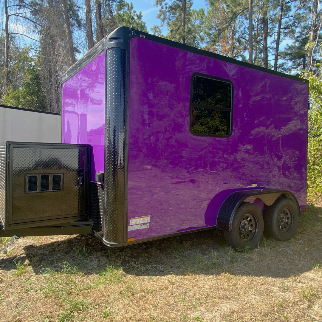 New 7X12TA Purple Pet Grooming Trailer