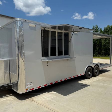 New 8.5X26TA3 Silver Concession Porch Trailer