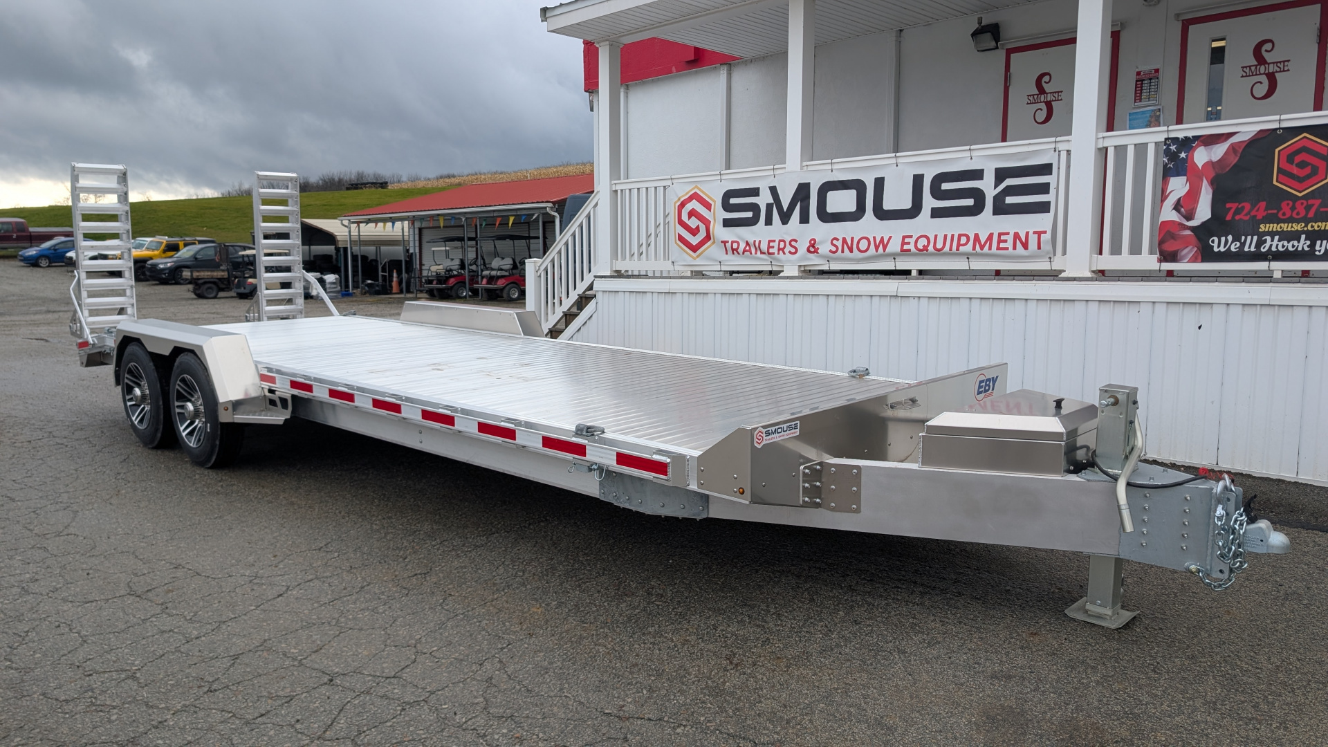 New 2025 EBY 24'6" ALL ALUMINUM Lo Pro Equipment Hauler w/ 6' Standup Ramps