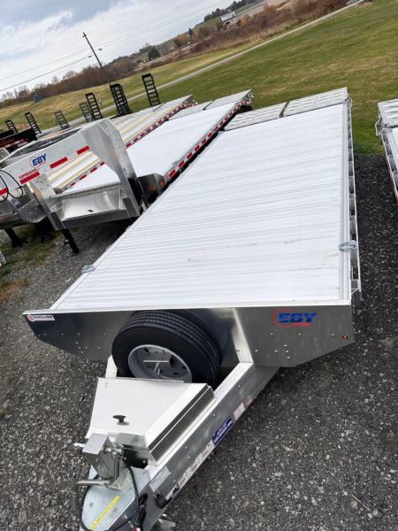 New 2025 EBY 24'6" TRADESMAN Aluminum HD DECKOVER Trailer w/ 50/50 Fold Flat Ramps w/ 8K AXLES