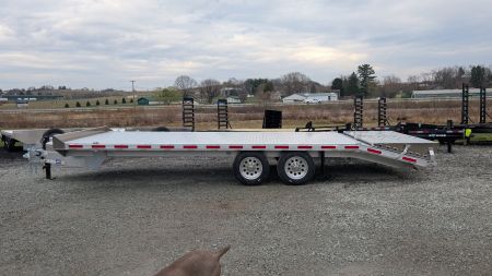 New 2025 EBY 24'6" TRADESMAN Aluminum HD DECKOVER Trailer w/ 50/50 Fold Flat Ramps w/ 8K AXLES