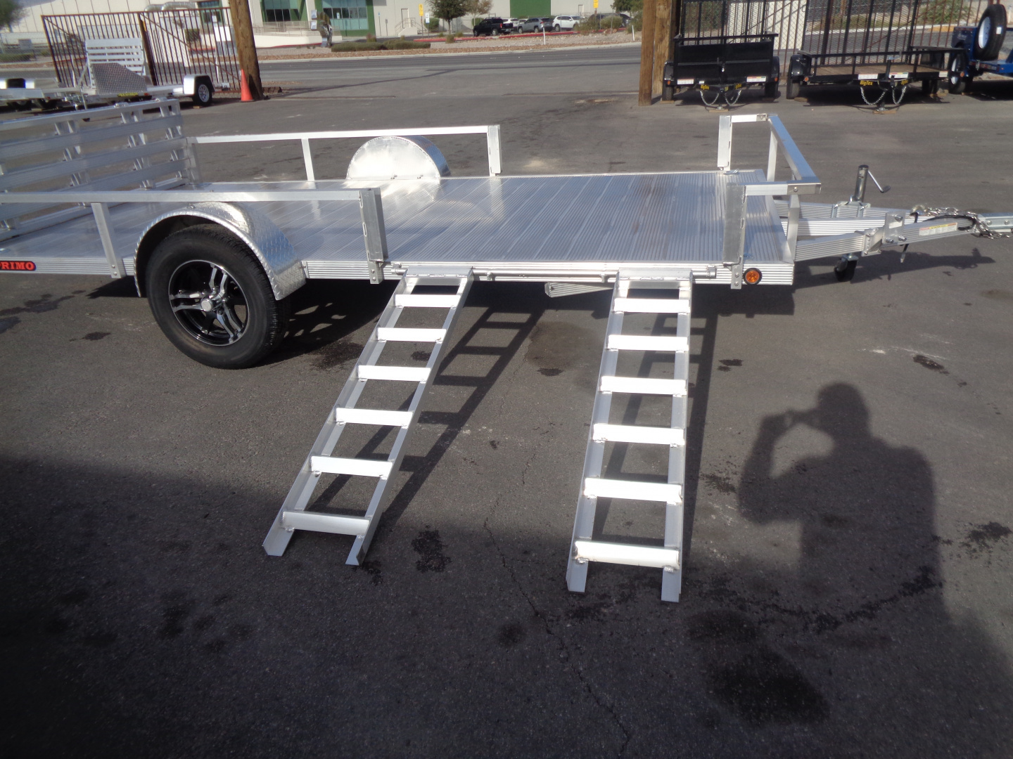 New 2023 Primo * ATV82X14 * 14ft Aluminum ATV Trailer w/ Side Ramps & Bi-Fold Tailgate