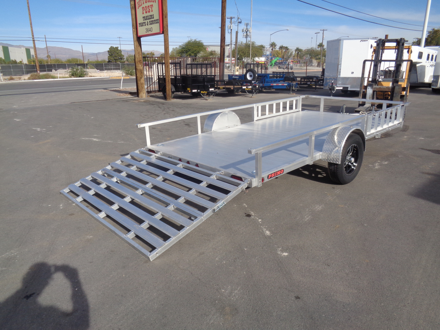 New 2023 Primo * ATV82X14 * 14ft Aluminum ATV Trailer w/ Side Ramps & Bi-Fold Tailgate