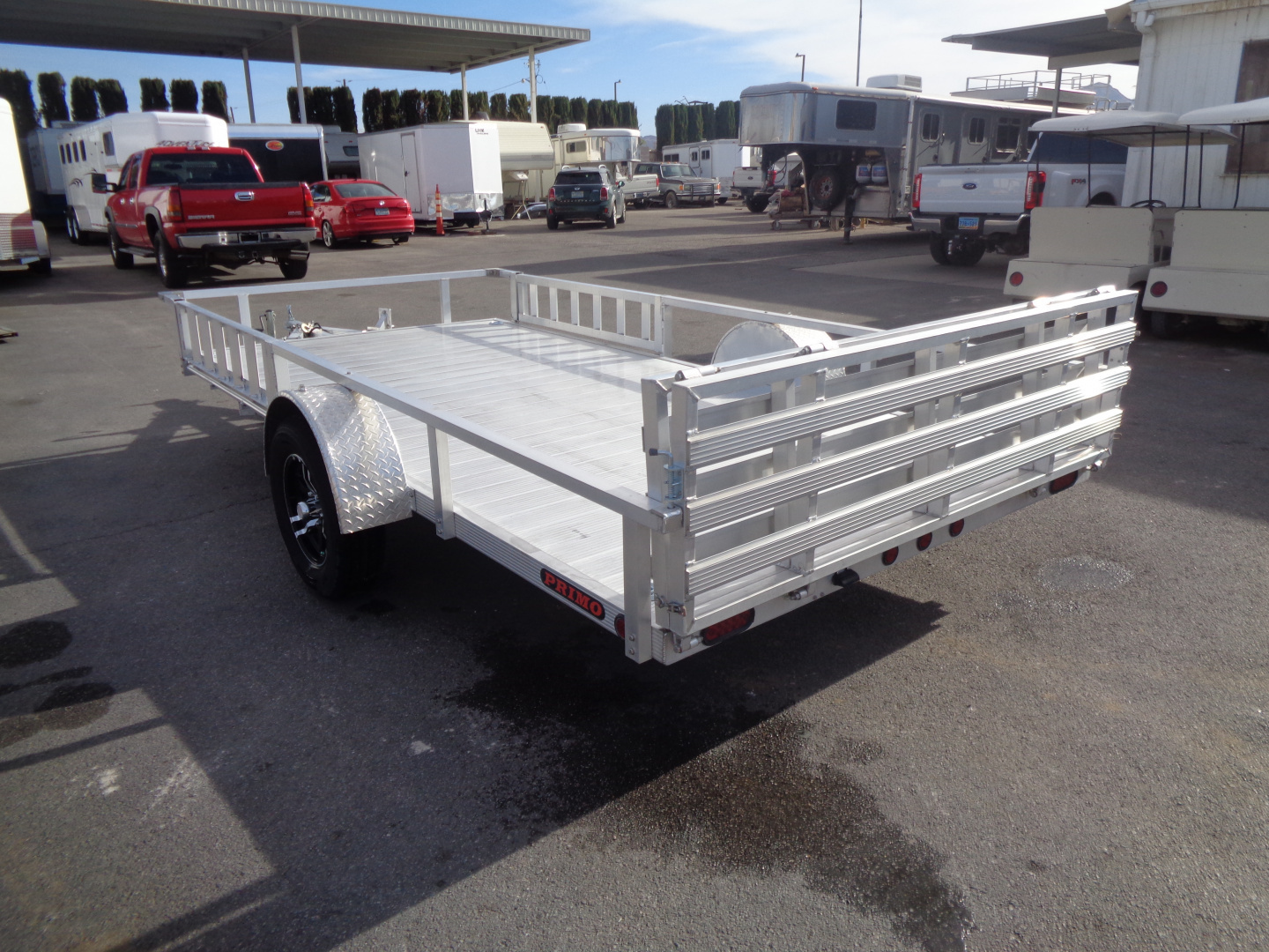 New 2023 Primo * ATV82X14 * 14ft Aluminum ATV Trailer w/ Side Ramps & Bi-Fold Tailgate