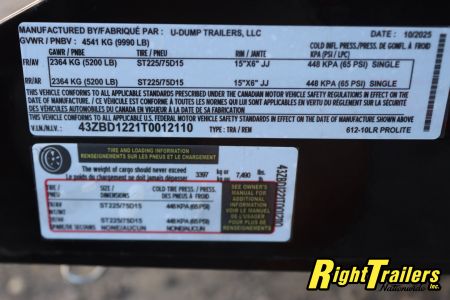 New 6X12 U-Dump Dump Trailer