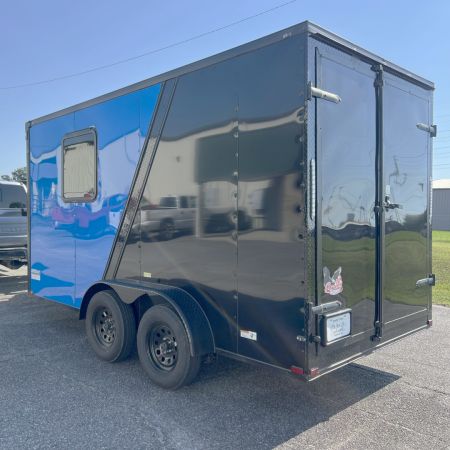 New 7X14TA Blue and Black Pet Grooming Trailer