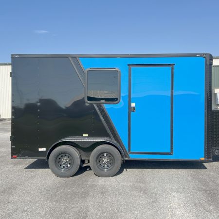 New 7X14TA Blue and Black Pet Grooming Trailer