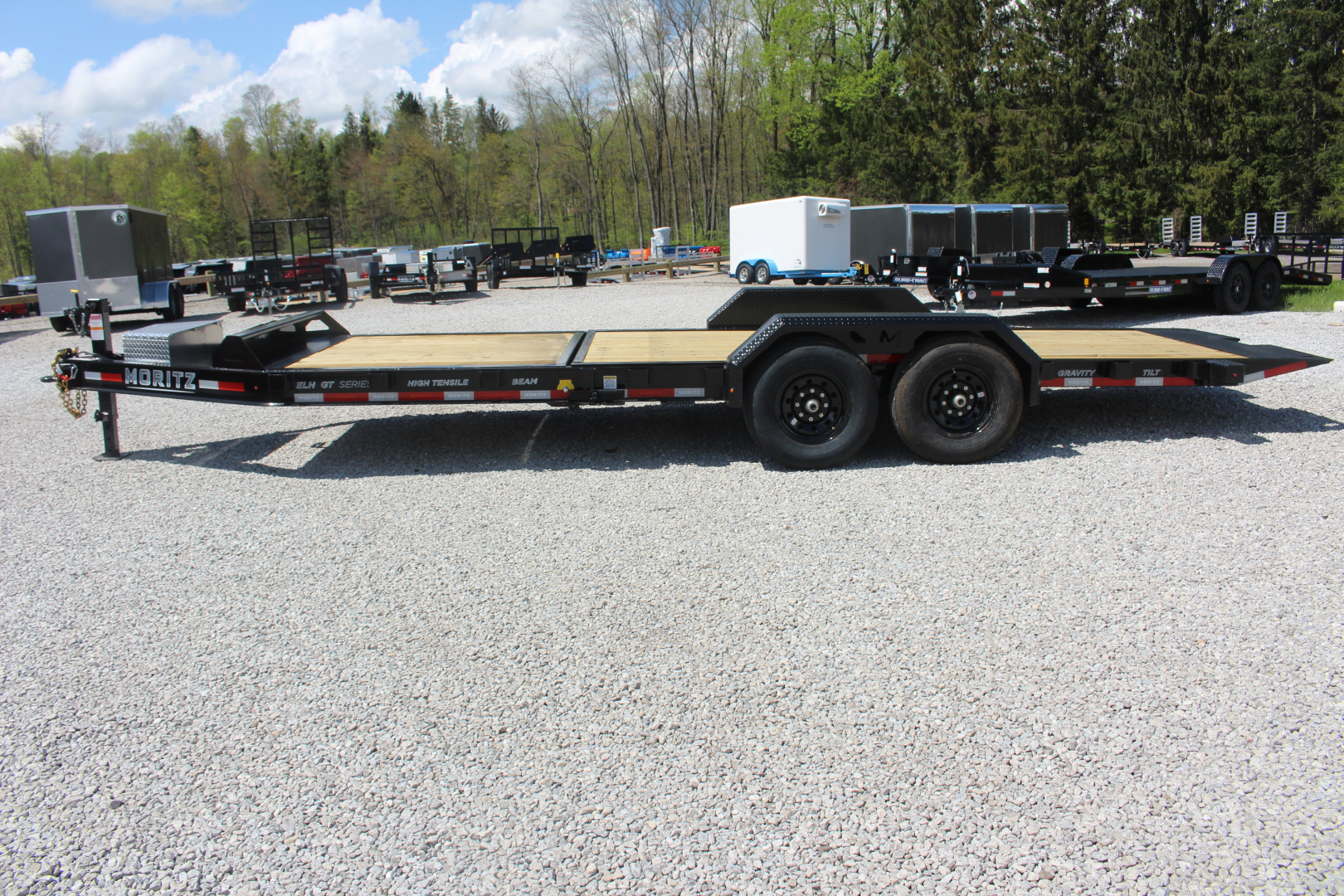 New 2026 Moritz 7' x 16' + 6' Low Pro - Gravity Tilt - Tilt Trailer - 14000# GVW