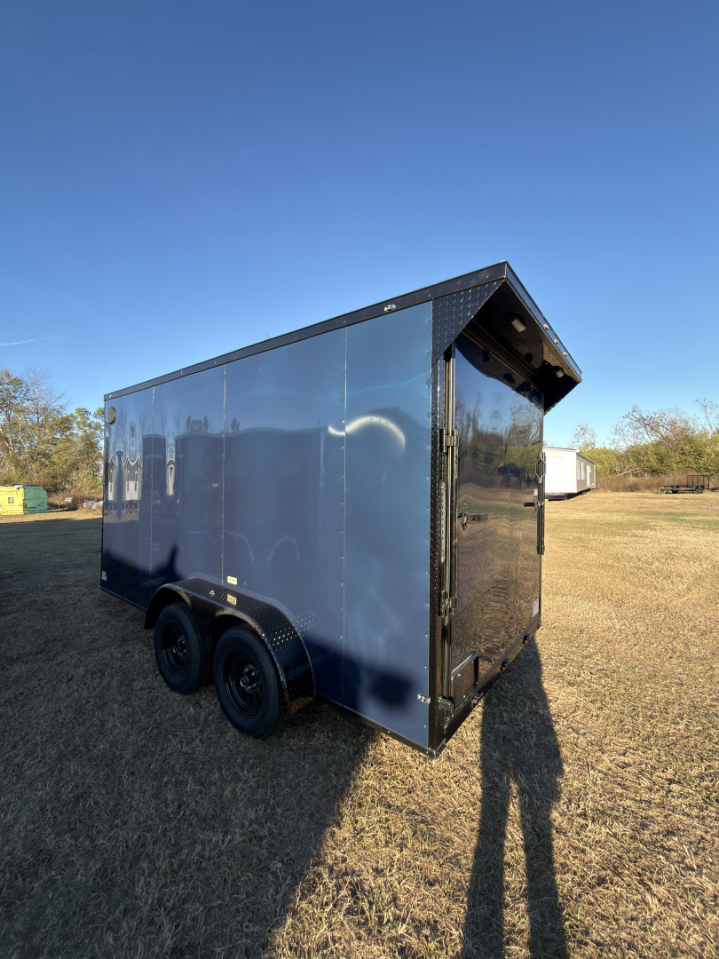New 2026 Cargo United 7x14TA 7' Tall .080 Indigo Blue PolyCor Blackout Package Rear Wing Spoiler Cargo / Enclosed Trailer