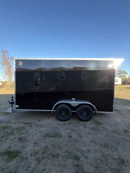 New 2026 Cargo United 7x14TA 7' Tall .080 PolyCor Black Chrome PKG Rear Wing Spoiler Cargo / Enclosed Trailer