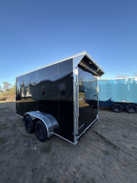 New 2026 Cargo United 7x14TA 7' Tall .080 PolyCor Black Chrome PKG Rear Wing Spoiler Cargo / Enclosed Trailer