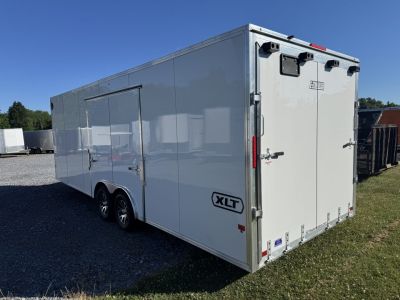 New 2027 E-Z Hauler EZEC8.5X24CH XLT PRO Car Hauler, 7 FOOT 1 INCH INTERIOR HEIGHT, ELITE ESCAPE DOOR, .080 POLY SIDES, REAR CANOPY, FREE ALUMINUM WHEEL UPGRADE