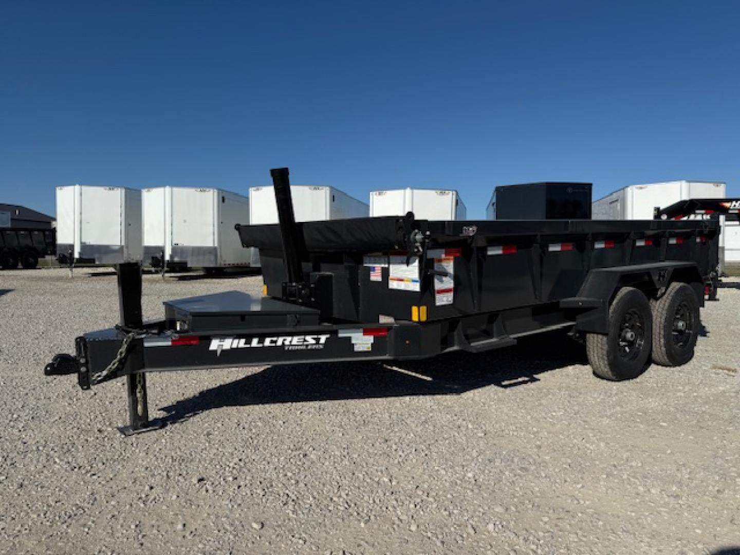 New 2026 Hillcrest Deep Charcoal 7'x14' 15.4k Demco Coupler Dump Trailer