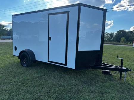 New 2026 6X12 - Enclosed Trailer- 3500LB Single Axle - White Poly - Blackout