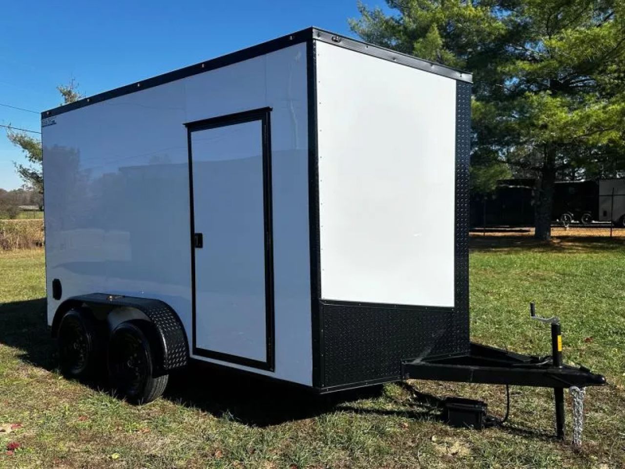 New 2026 7X12 Enclosed Trailer-3500LB Tandem Axle -7'ft Interior-White Poly-Blackout