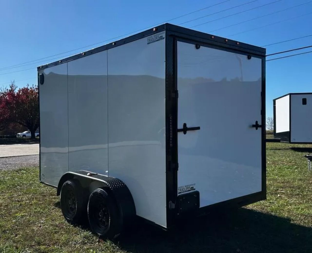 New 2026 7X12 Enclosed Trailer-3500LB Tandem Axle -7'ft Interior-White Poly-Blackout