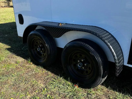New 2026 7X12 Enclosed Trailer-3500LB Tandem Axle -7'ft Interior-White Poly-Blackout