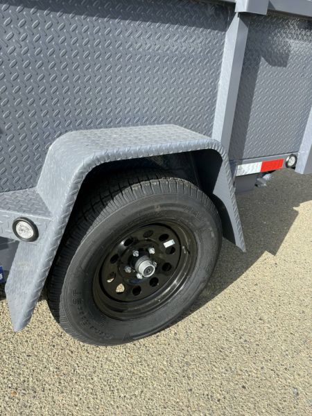 New MINI DUMP 2026 Versatile PTM58 5' X 8' 3500# SINGLE AXLE TRAILER GRAY