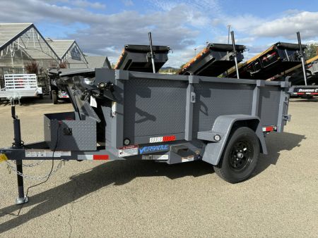 New MINI DUMP 2026 Versatile PTM58 5' X 8' 3500# SINGLE AXLE TRAILER GRAY