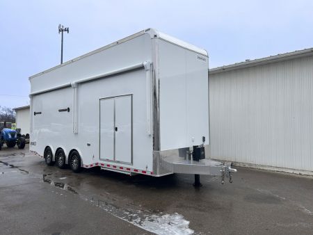 New 2026 Haulmark 28 FT EDGE ALUMINUM STACKER TRAILER W/ ESCAPE DOOR AND AWNINGS