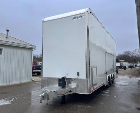 New 2026 Haulmark 28 FT EDGE ALUMINUM STACKER TRAILER W/ ESCAPE DOOR AND AWNINGS