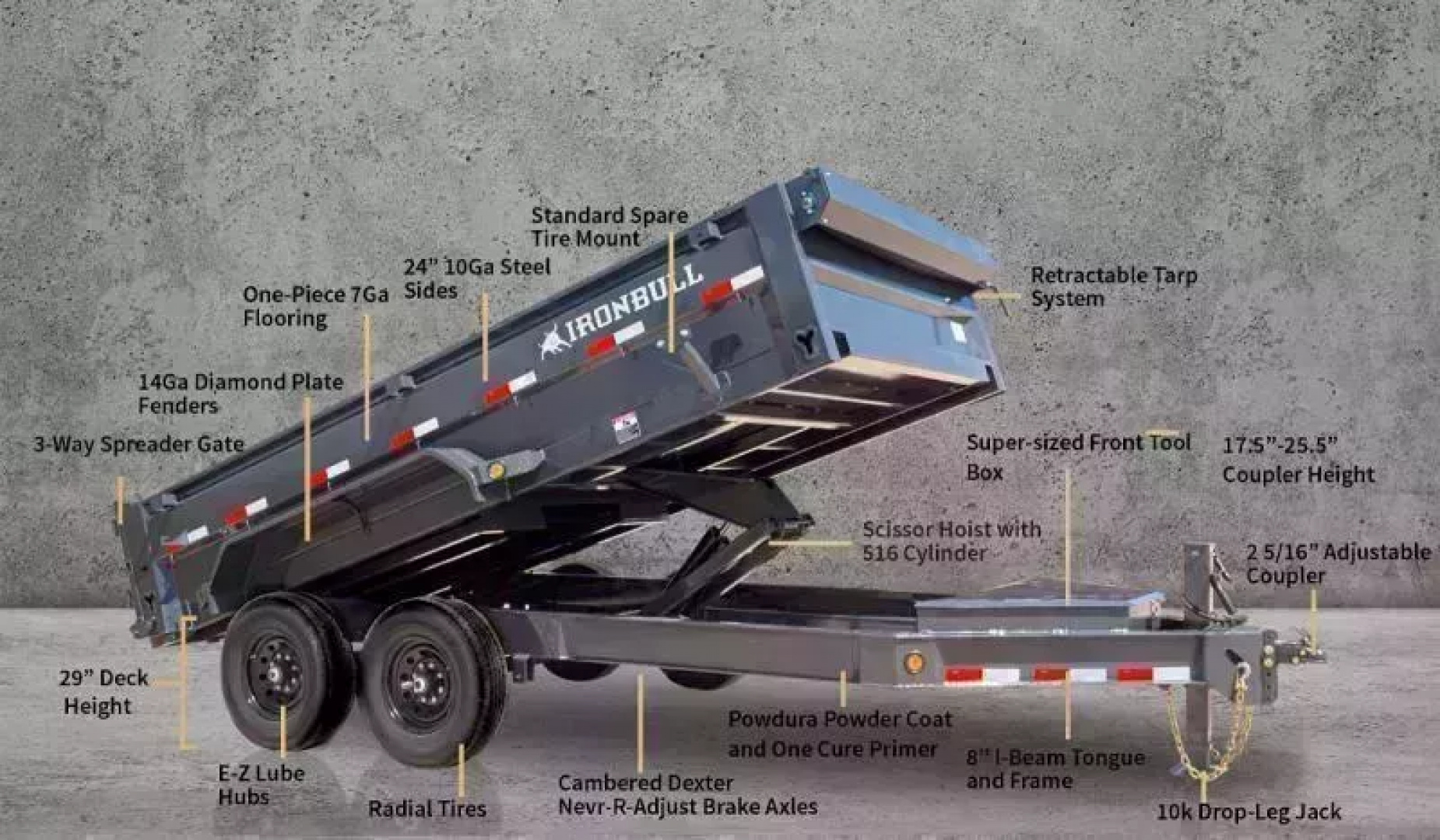 New 2026 Iron Bull 7x14 15k Low-Pro Dump Trailer