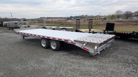 New 2025 EBY 24'6" TRADESMAN Aluminum HD DECKOVER Trailer w/ 50/50 Fold Flat Ramps w/ 8K AXLES