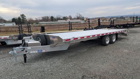 New 2025 EBY 24'6" TRADESMAN Aluminum HD DECKOVER Trailer w/ 50/50 Fold Flat Ramps w/ 8K AXLES