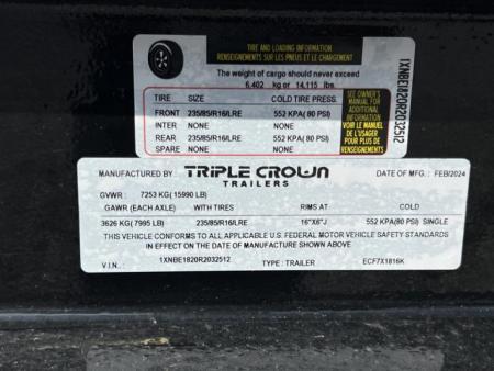 New 2024 Triple Crown Trailers 7X18 EQUIPMENT TRAILER 16K GVWR Equipment Trailer