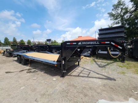 New 2026 Iron Bull EHG0226102 Flatbed Trailer 102" Drive Over Fenders 26' Length with Rampage Ramps 18 Ply Tires with 10k Axles