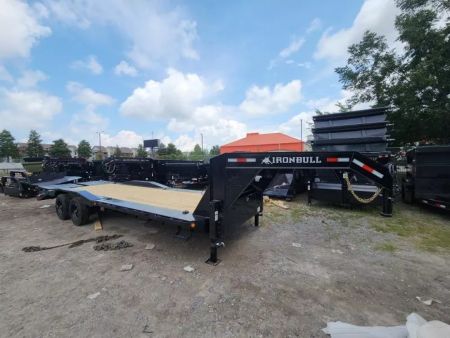 New 2026 Iron Bull EHG0226102 Flatbed Trailer 102" Drive Over Fenders 26' Length with Rampage Ramps 18 Ply Tires with 10k Axles